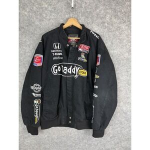 Vintage Go Daddy Jacket Men's XL Racing NASCAR Mark Martin Sponsors Black green
